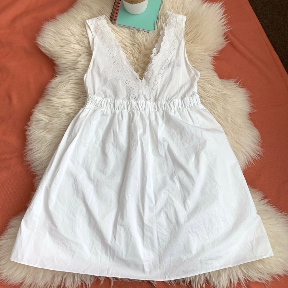 Zara White Eyelet V-Neck Sundress